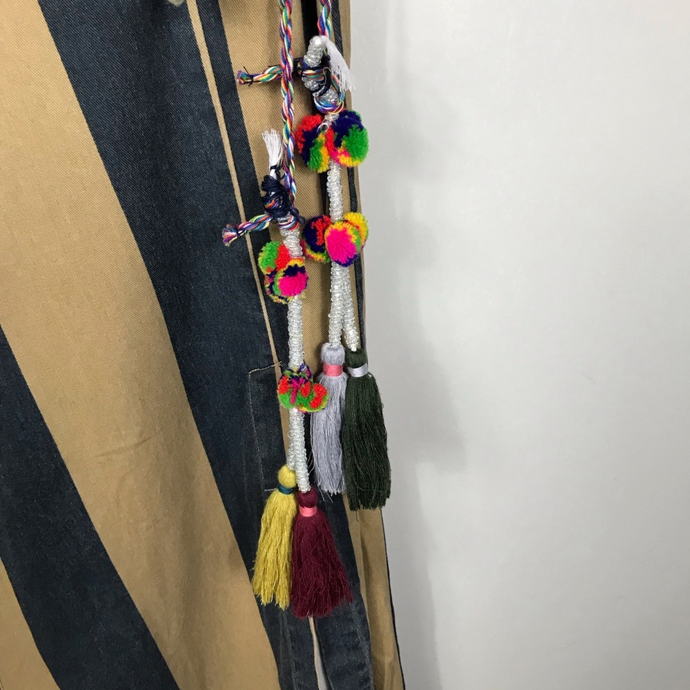 Free People Marjorie Wide-Leg Pants High Waist Tan/Black Striped Women’s size M - Picture 4 of 15